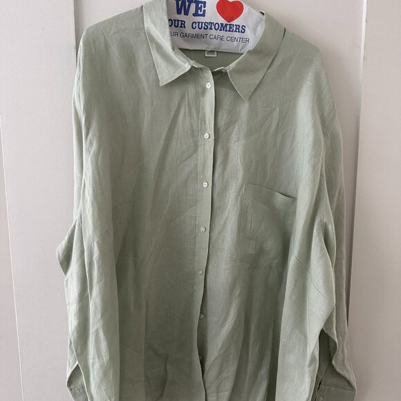 H&M Sage Green Linen Button Down Shirt | 3XL - Picture 2 of 4